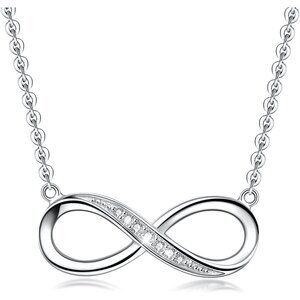 Infinity Pendant Necklace for Women, 925 Sterling Silver Love Heart Necklace Fin